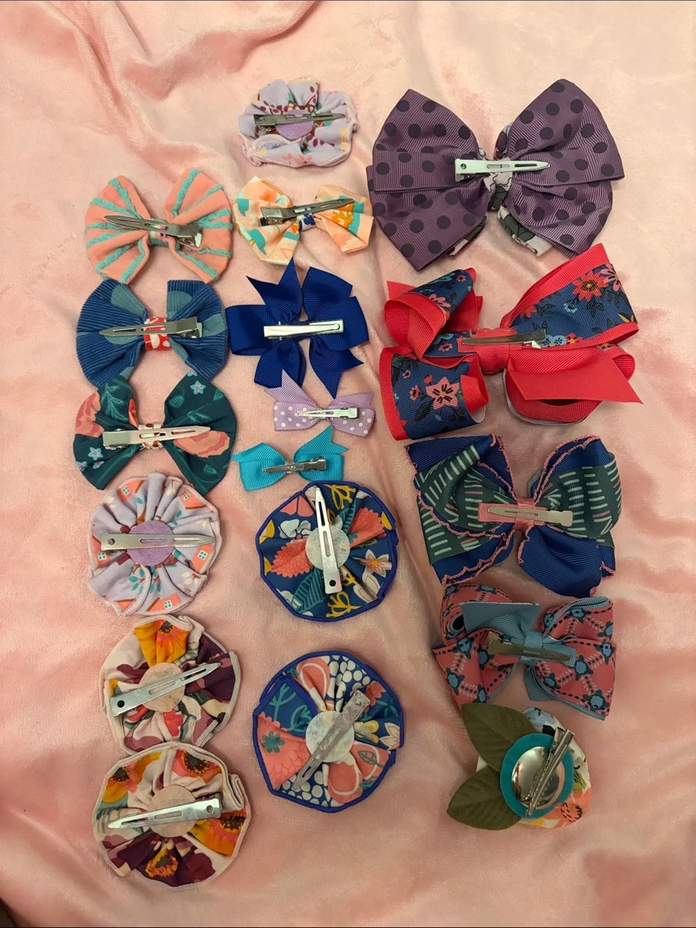 Assorted Matilda Jane Floral and Patterned Fabric Hair Bows - Multicolor